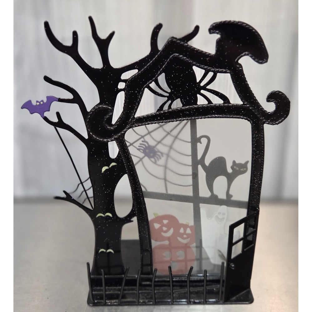 PartyLite Spooky Time Haunted House Metal Tea Light Candle Retrired No Box